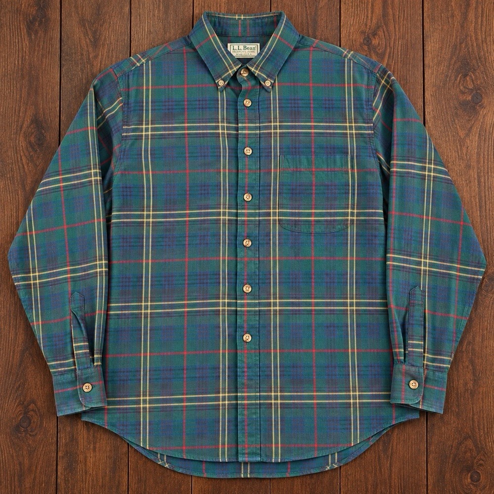 Vtg LL Bean Tartan Plaid Flannel Shirt Mens L Button Down Made USA Gorpcore